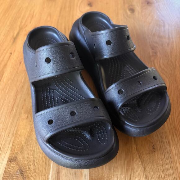 Crocs Classic Crush Platform Two-Strap Sandals Black Size 8 - Picture 5 of 10